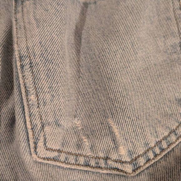 AGOLDE 90s Pinch Waist High Rise Straight Jeans 25 | Distressed Light Wash Denim - Picture 15 of 16